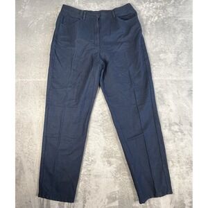 Liz Claiborne Womens Linen Blend Pants Size 16 Blue Career Preppy Academia